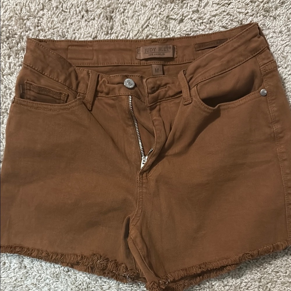 Judy Blue Brown Jean Shorts Frayed Hem Casual